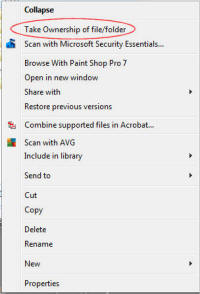 Take Ownership Context Menu